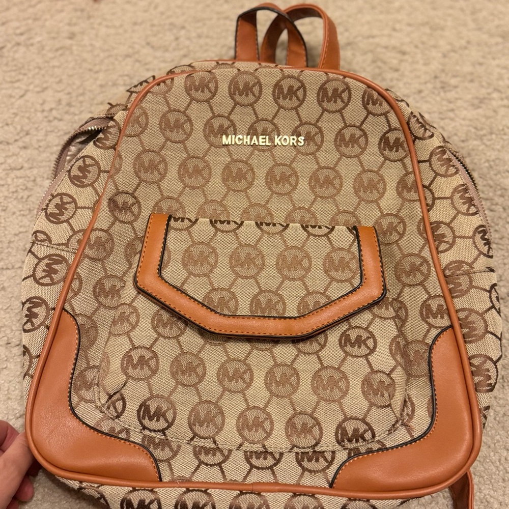 Michael Kors Tan and Brown Backpack